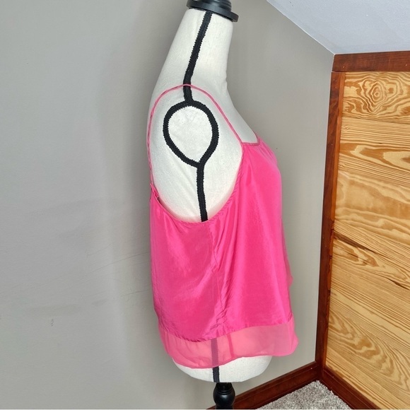Diane Von Furstenberg DVF Hot Pink Barbie Silk Spaghetti Strap Tank Top Large - Picture 2 of 13
